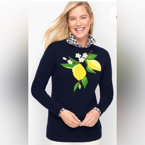 Talbots black with lemons knit sweater, small - Picture 1 of 7